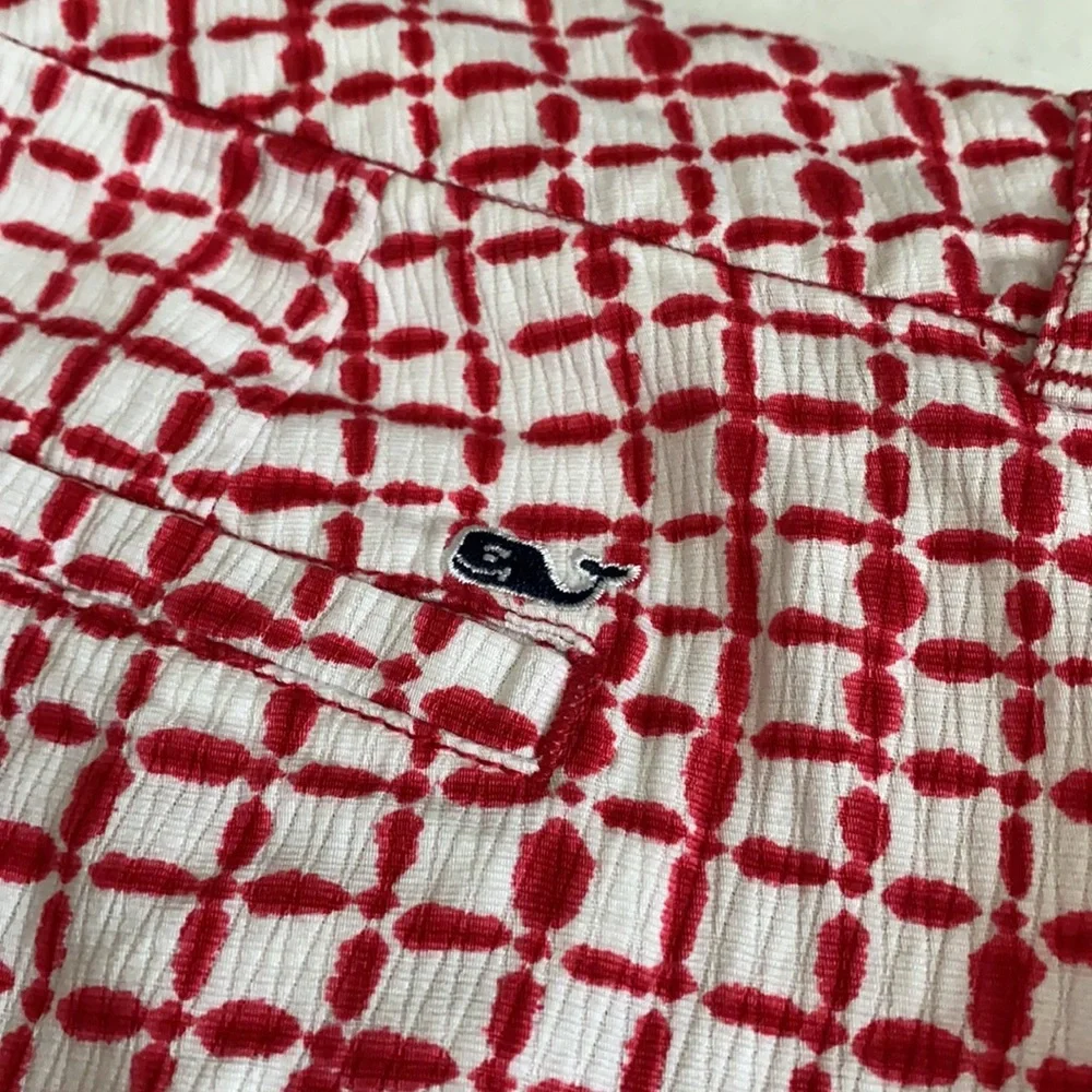 Vineyard Vines | Tie Dye Squares Print Shorts 100% Cotton 2H0297 Red/White (6) - Picture 14 of 16